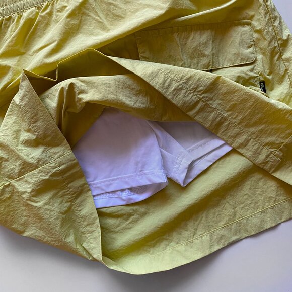 G-Motion Cargo Skort Womens Sz M Yellow Elastic Waist Pockets Lightweight Nylon - Picture 3 of 8
